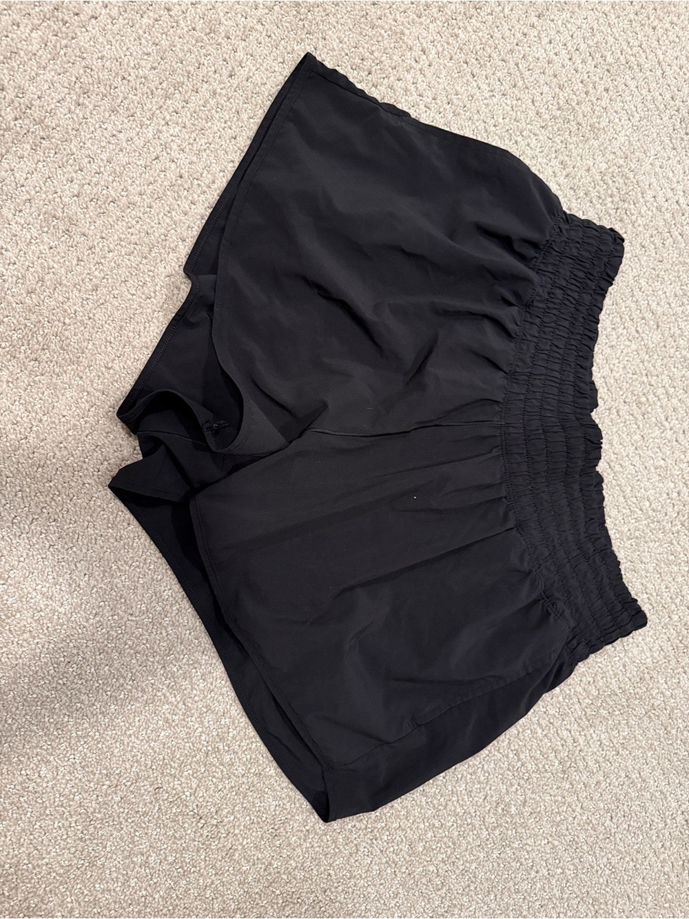 aerie Black Athletic Shorts with Smocked Waistband